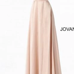 Discontinued Jovani 63016 Long Satin Slit Open Back Prom Dress Backless Evening Gown Corset Corset Dresses