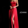 Discontinued Jovani 63016 Long Satin Slit Open Back Prom Dress Backless Evening Gown Corset Corset Dresses