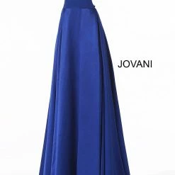 Discontinued Jovani 63016 Long Satin Slit Open Back Prom Dress Backless Evening Gown Corset Corset Dresses