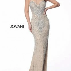 Backless Dresses Jovani 63160 Sweetheart Neckline Beaded Hearts Fitted Evening Gown Prom Dress