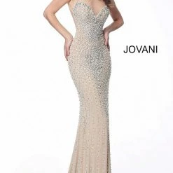 Backless Dresses Jovani 63160 Sweetheart Neckline Beaded Hearts Fitted Evening Gown Prom Dress