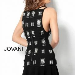 Jovani 63338 V Neck Embellished Cocktail Dress 12 Jovani 63338 V Neck Embellished Cocktail Dress