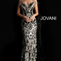 Sequin Dresses Jovani 63349 Long Sequin Off The Shoulder Prom Dress Pageant Mermaid Gown