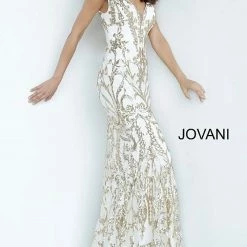 Jovani 63349 Sequin Mermaid Prom Dress Long Fitted Pageant Off The Shoulder Mermaid Dresses