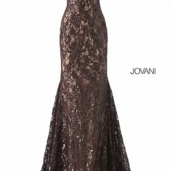 Mermaid Dresses Jovani 63437 Embellished Mermaid Prom Dress Pageant Gown Plunging Neckline