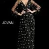 Jovani 63582 Black/ Gold Embroidered Bee Details Evening Gown