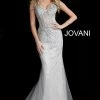 Discontinued Jovani 63673 Silver Lace Sheer Corset Embellished Mermaid Prom Dress Pageant Gown Corset Dresses