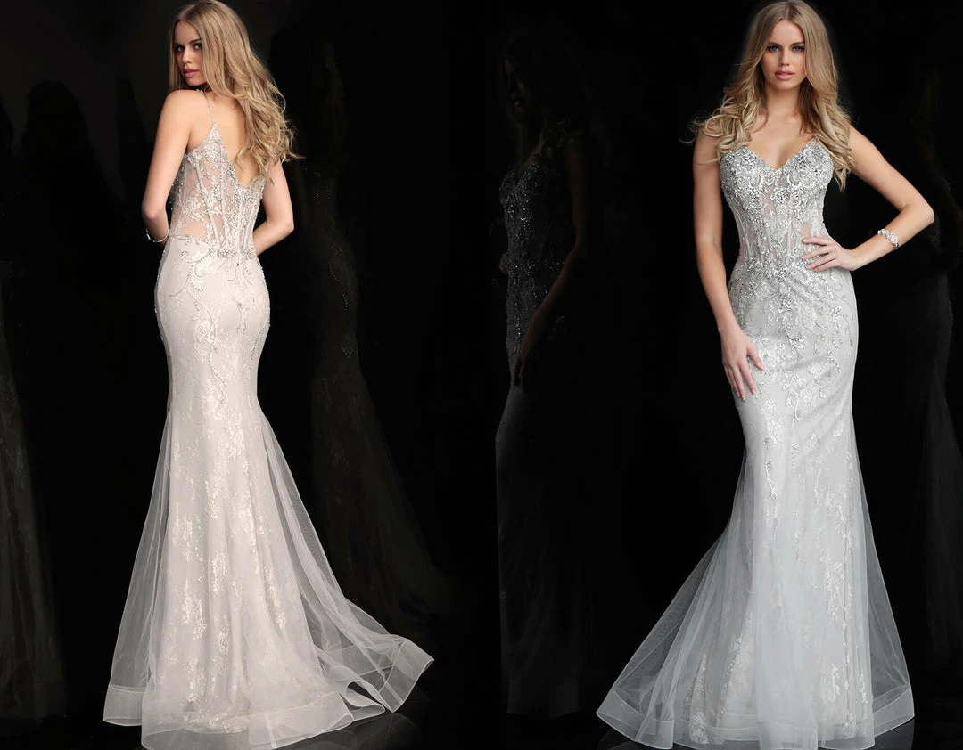 Discontinued Jovani 63673 Silver Lace Sheer Corset Embellished Mermaid Prom Dress Pageant Gown Corset Dresses 5 Discontinued Jovani 63673 Silver Lace Sheer Corset Embellished Mermaid Prom Dress Pageant Gown Corset Dresses