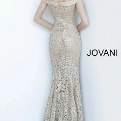 Jovani 63815 Long Fitted Off The Shoulder Flared Evening Gown Formal Dress Sequin Dresses