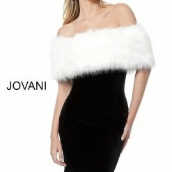 Jovani 63883 Black Velvet Cocktail Dress Form Fitting Knee Length Evening Dress