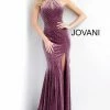 In Stock Jovani 63935 Velvet Crystal Size 0 Mauve Keyhole Neck Prom Dress Pageant Gown Slit