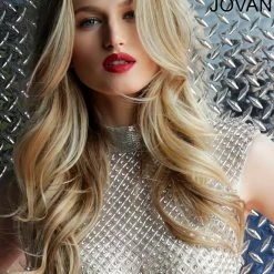 Jovani 63965 Silver Romper High Neck Beaded Cap Sleeve Short Dress 63965 Fringe & Tassels