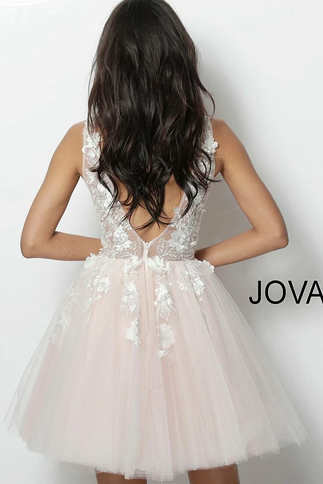 Jovani 63987 Floral Appliqués Homecoming Dress Prom Dress Tulle Floral Cocktail Gown 8 Jovani 63987 Floral Appliqués Homecoming Dress Prom Dress Tulle Floral Cocktail Gown