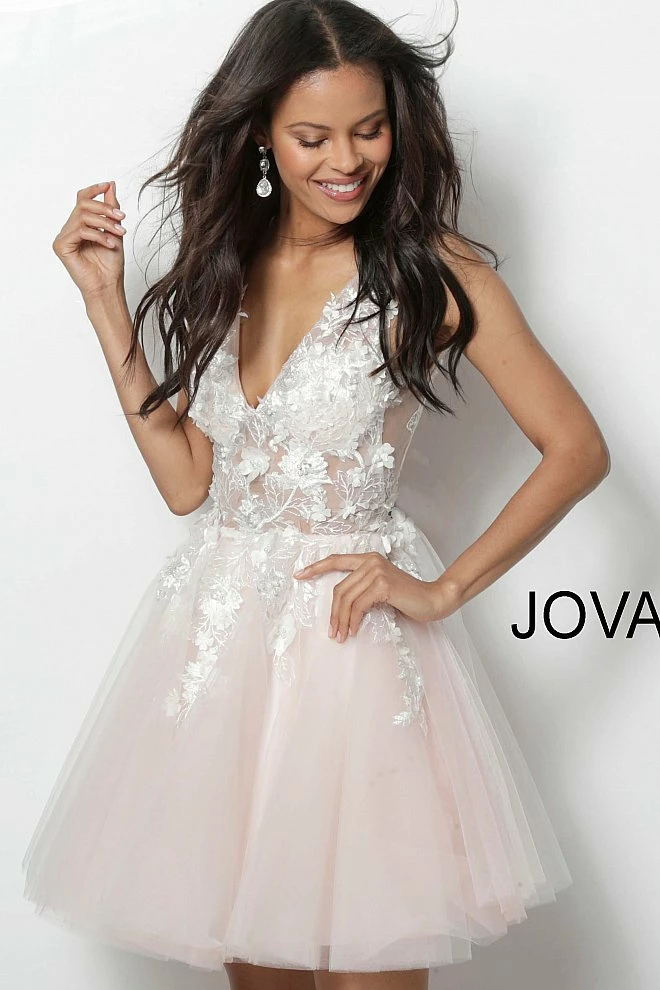 Jovani 63987 Floral Appliqués Homecoming Dress Prom Dress Tulle Floral Cocktail Gown 7 Jovani 63987 Floral Appliqués Homecoming Dress Prom Dress Tulle Floral Cocktail Gown
