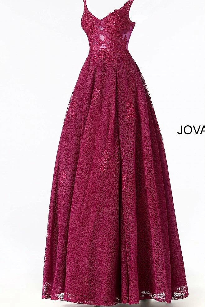 Discontinued Jovani JVN64105 Long Lace Sheer A Line Ballgown Prom Dress Formal Backless Ballgown Dresses 10 Discontinued Jovani JVN64105 Long Lace Sheer A Line Ballgown Prom Dress Formal Backless Ballgown Dresses