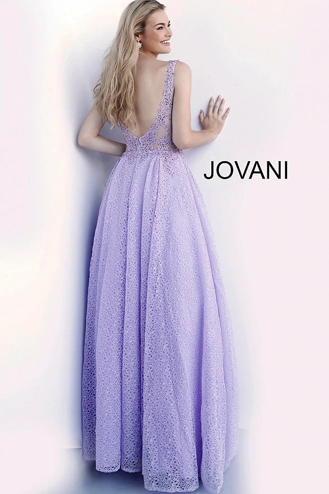 Discontinued Jovani JVN64105 Long Lace Sheer A Line Ballgown Prom Dress Formal Backless Ballgown Dresses 4 Discontinued Jovani JVN64105 Long Lace Sheer A Line Ballgown Prom Dress Formal Backless Ballgown Dresses