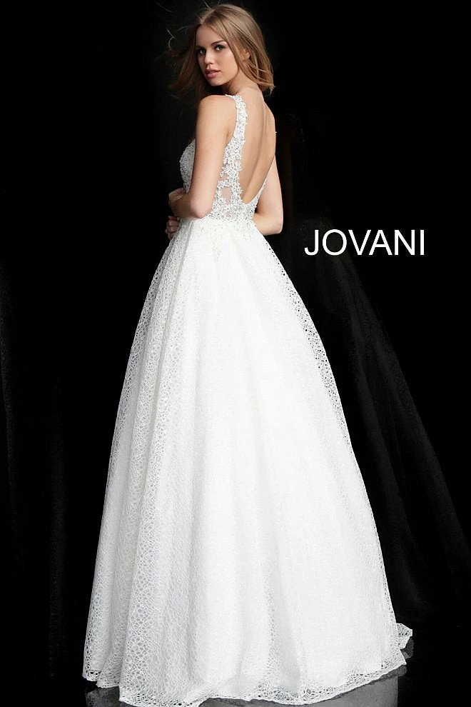 Discontinued Jovani JVN64105 Long Lace Sheer A Line Ballgown Prom Dress Formal Backless Ballgown Dresses 6 Discontinued Jovani JVN64105 Long Lace Sheer A Line Ballgown Prom Dress Formal Backless Ballgown Dresses