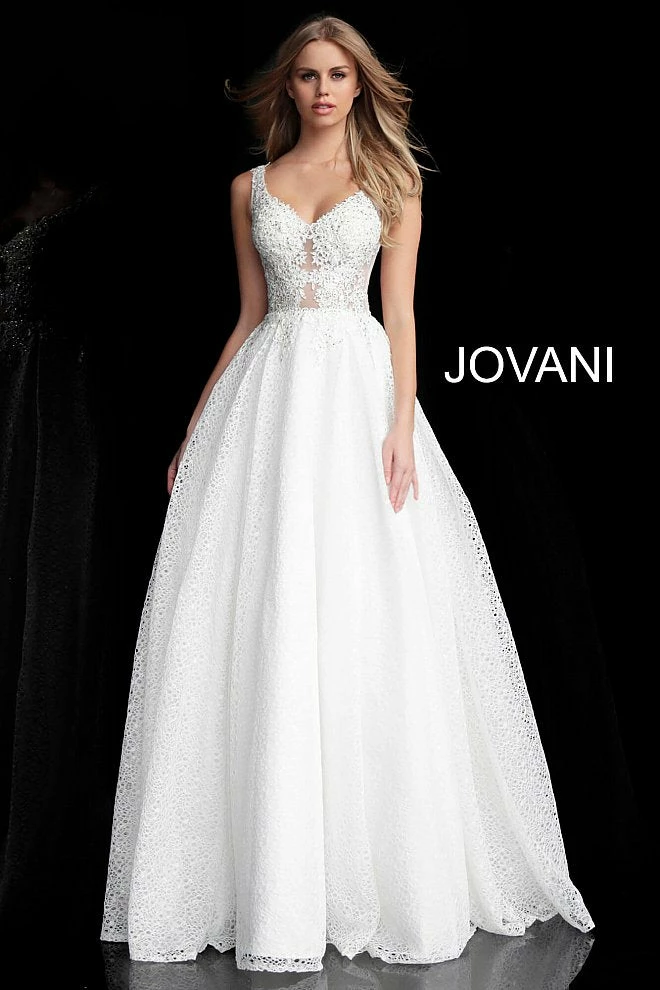 Discontinued Jovani JVN64105 Long Lace Sheer A Line Ballgown Prom Dress Formal Backless Ballgown Dresses 3 Discontinued Jovani JVN64105 Long Lace Sheer A Line Ballgown Prom Dress Formal Backless Ballgown Dresses