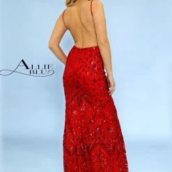 In Stock Allie Blu 6410 Size 2, 8 Long Sequin V Neck Backless Prom Dress Evening Gown Backless Dresses