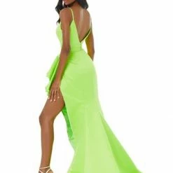 Ashleylauren Ashley Lauren 1581 V Neckline Ruffle Waist Satin Prom Dress 30 Ashleylauren Ashley Lauren 1581 V Neckline Ruffle Waist Satin Prom Dress