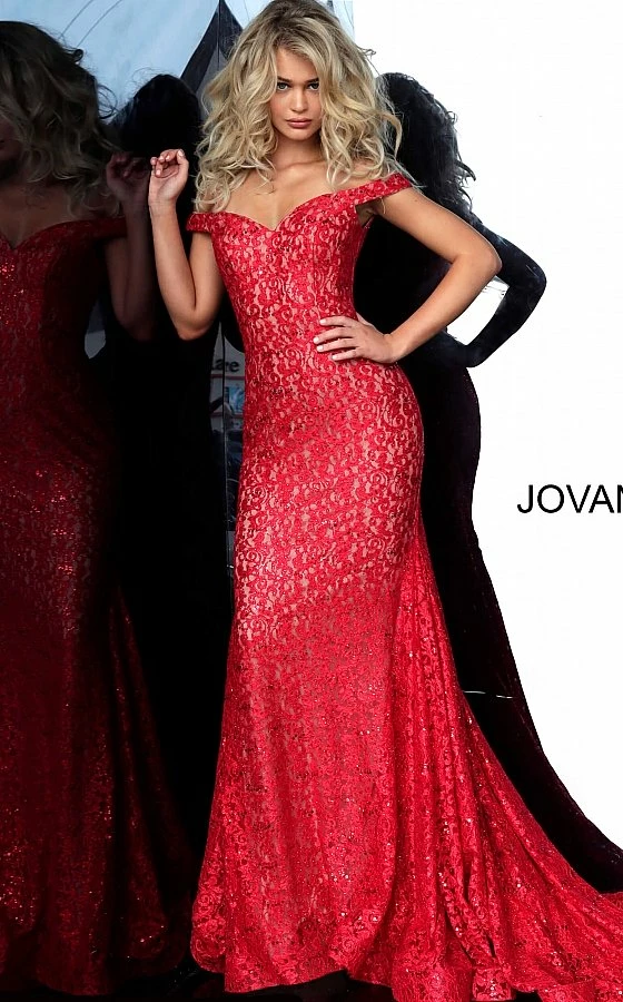 Jovani 64521 Embellished Lace Prom Dress Mermaid Gown Off Shoulder V Neck Mermaid Dresses 6 Jovani 64521 Embellished Lace Prom Dress Mermaid Gown Off Shoulder V Neck Mermaid Dresses