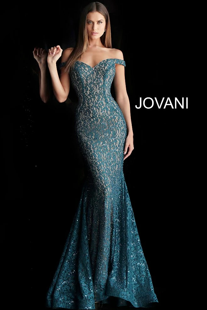 Jovani 64521 Embellished Lace Prom Dress Mermaid Gown Off Shoulder V Neck Mermaid Dresses 9 Jovani 64521 Embellished Lace Prom Dress Mermaid Gown Off Shoulder V Neck Mermaid Dresses