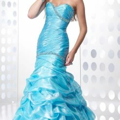 In Stock Mermaid Dresses Alyce Paris Prom Dress 6475 TURQUOISE Size 4 6 Organza Mermaid Flare Pageant