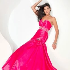 In Stock Riva Designs 6487 Size 12 Watermelon Long Fit & Flare Formal Pageant Dress Corset Mermaid Dresses