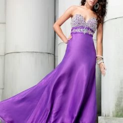 In Stock Riva Designs 6498 White Silver Size 10 Prom Dress Crystal Top Long Gown