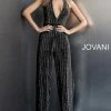 Discontinued Long Sleeve Dresses Jovani 65051 Black Embellished Formal Jumpsuit