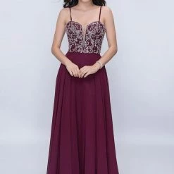 In Stock Nina Canacci 6509 Size 4, 6 Long A Line Prom Dress Embellished Bodice