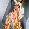 In Stock Riva Designs 6509 Size 0 Print Long A Line Crystal Embellished Prom Dress Formal