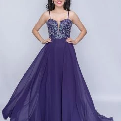 In Stock Nina Canacci 6509 Size 4, 6 Long A Line Prom Dress Embellished Bodice