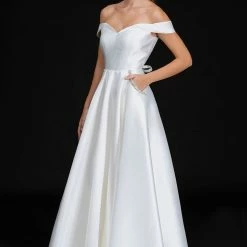 In Stock Ballgown Dresses Nina Canacci 6521 Sz 22 Off The Shoulder Wedding Dress Embellished Pockets Formal Gown