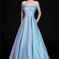 In Stock Ballgown Dresses Nina Canacci 6524 Size 24 Plus Sized Shimmer Prom Dress Off The Shoulder Ballgown