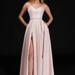 Nina Canacci 6536 Long Maxi Slit Off The Shoulder Prom Dress Crystal Belt Pockets Ballgown Dresses