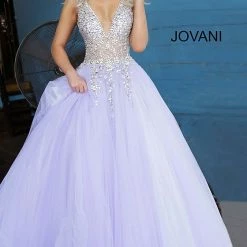 Jovani 65379 Sheer Crystal Embellished Bodice Tulle Ballgown Prom Dress Ballgown Dresses