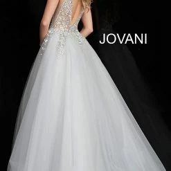 Jovani 65379 Sheer Crystal Embellished Bodice Tulle Ballgown Prom Dress Ballgown Dresses