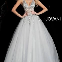 Jovani 65379 Sheer Crystal Embellished Bodice Tulle Ballgown Prom Dress Ballgown Dresses