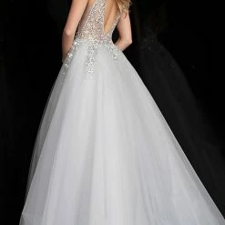 Jovani 65379 Sheer Crystal Embellished Bodice Tulle Ballgown Prom Dress Ballgown Dresses
