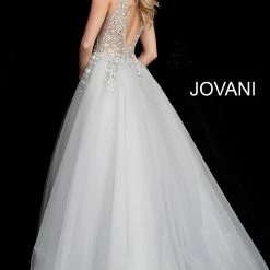 Jovani 65379 Sheer Crystal Embellished Bodice Tulle Ballgown Prom Dress Ballgown Dresses