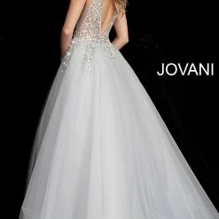 Jovani 65379 Sheer Crystal Embellished Bodice Tulle Ballgown Prom Dress Ballgown Dresses