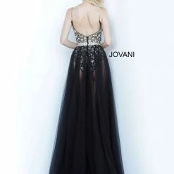 Jovani 65381 Sheer Skirt Embellished Bodysuit Prom Dress Pageant Wear