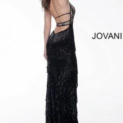 Jovani 65384 Long Beaded Fringe Formal Dress Sheer Floral Halter Gown Tassel Backless Dresses 12 Jovani 65384 Long Beaded Fringe Formal Dress Sheer Floral Halter Gown Tassel Backless Dresses