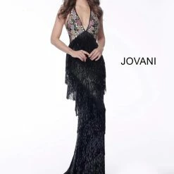 Jovani 65384 Long Beaded Fringe Formal Dress Sheer Floral Halter Gown Tassel Backless Dresses 10 Jovani 65384 Long Beaded Fringe Formal Dress Sheer Floral Halter Gown Tassel Backless Dresses
