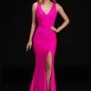 Discontinued Corset Dresses Nina Canacci 6538 Ruched V Neck Jersey Fitted Prom Dress Formal Evening Gown