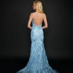 In Stock Mermaid Dresses Nina Canacci 6556 Size 8 Long Mermaid Prom Pageant Gown Sheer Lace Corset Dress Train