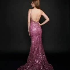 Mermaid Dresses Nina Canacci 6556 Long Mermaid Prom Pageant Gown Sheer Lace Corset Dress Train