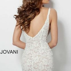 Jovani 65576 Homecoming Dress Lace Cocktail Gown V Neck