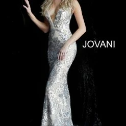 Sequin Dresses Jovani 65578 Plunging V Neck Embellished Prom Dress Sexy Evening Gown